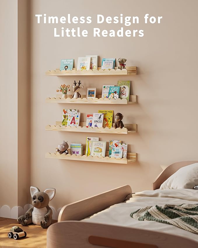 Shario Nursery Book Shelves, Scalloped Shelves, Wall Book Shelves