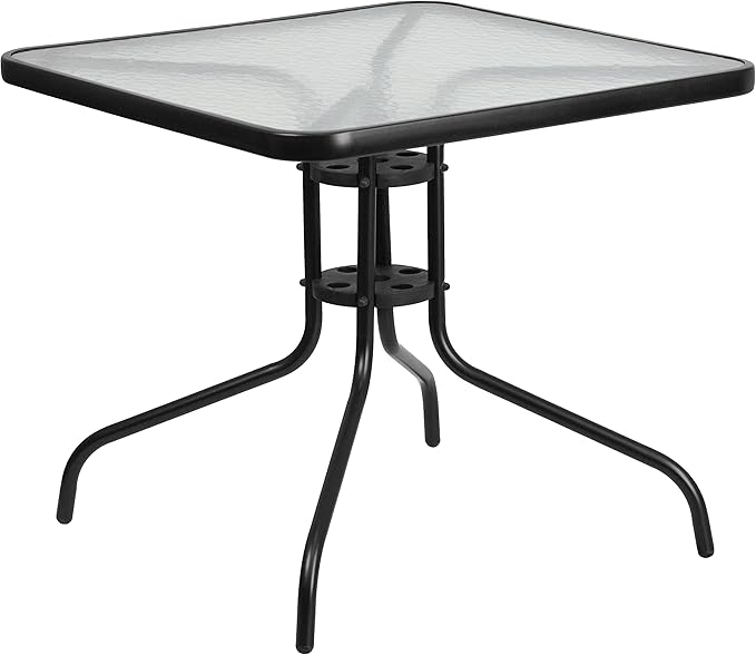Flash Furniture Barker 31.5" Square Indoor/Outdoor Tempered Glass Metal Frame Side Table