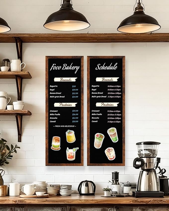 Magnetic Chalkboard for Wall, Long Chalk Board, Wall Hanging Menu for Restaurant