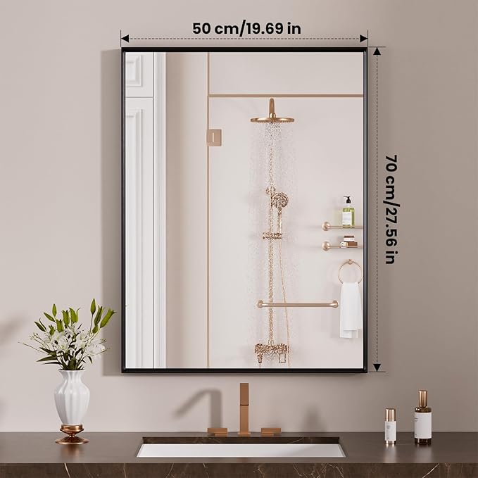 LOAAO Black Bathroom Mirror 20"X28"