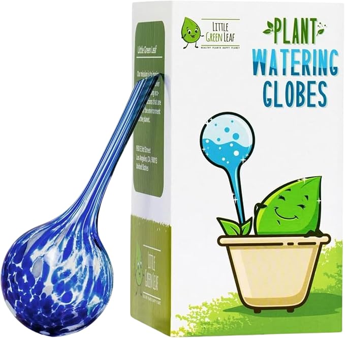 LGL Plant Watering Globes - Automatic Self Watering Globes. Decorative Self Watering Planter Inserts Made From Hand-Blown Durable Glass. Self Watering Spikes to Support Plant Health. 4 Pack, Small.