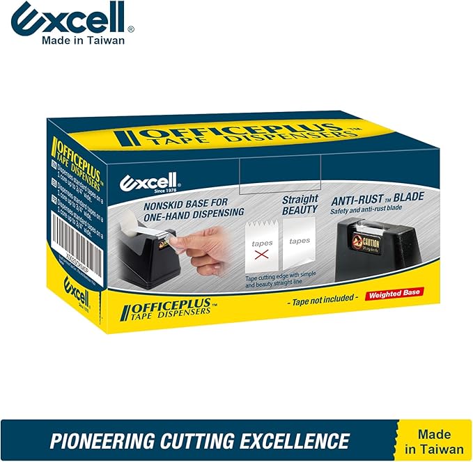 Excell Desk Tape Dispenser (1" core) with Non-Skid Base, Desktop Tape Dispenser Design for Home, Office, Gift Store and Wrapping Purpose - 3Pack