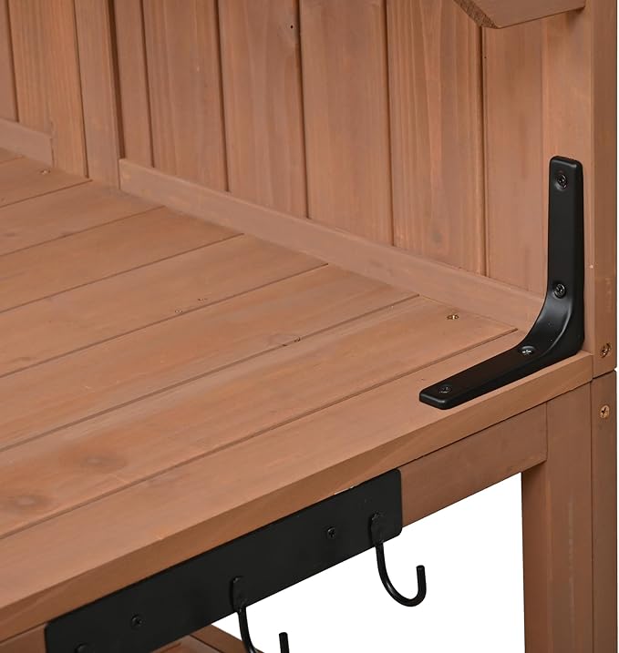 Christopher Knight Home Belfast 50.20" W Outdoor Potting Bench Table, Fir Wood Potting Table, Large Gardening Workstation with Storage Shelf, Ample Space Garden Tools Organizer for Backyard, Natural