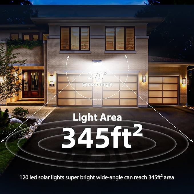 HMCITY Solar Lights Outdoor 120 LED