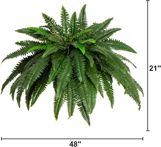 Nearly Natural 48in Artificial Boston Fern, Large Faux Greenery