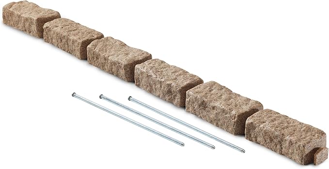 Beuta Landscape Edging | Garden Edging Border | Faux Stone Bricks for Lawn Edging, Flower beds, Pathways & Yard Edgingâ 1 Pack | Each Section Has 6 Bricks 48" L x 4" W x 2.25" H | 3 Spikes |Sandstone