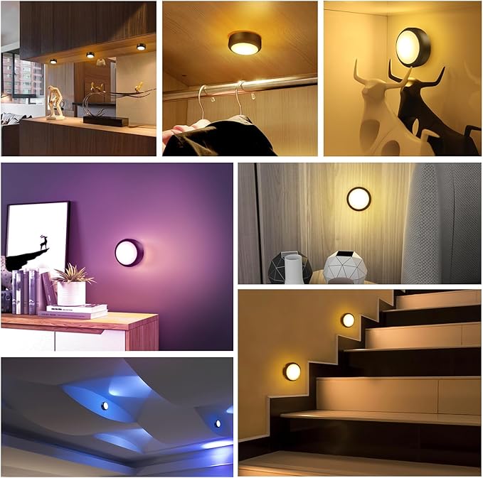 BLS LED Puck Lights with Remote Control, Wireless Under Cabinet & Closet