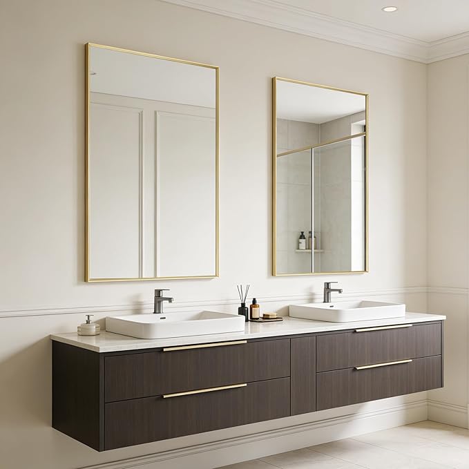 BOMINICA Brushed Gold Bathroom Mirror