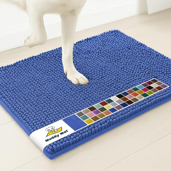 Muddy Mat® | Super Water Absorbent Door Mat Indoor, Microfiber Quick Dry Chenille Entryway Rug, Slip Resistant Front Door Mat, Indoor Mats for Entryway, Machine Washable Pet Rug, Periwinkle 3ft x 4ft