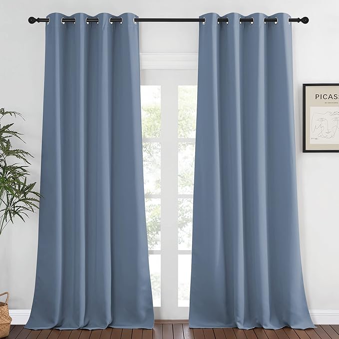 NICETOWN Blackout Stone Blue Curtains