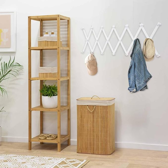 SCUNDA Wall Rack with 20 Hooks, Wooden Wall Expandable Coat Rack