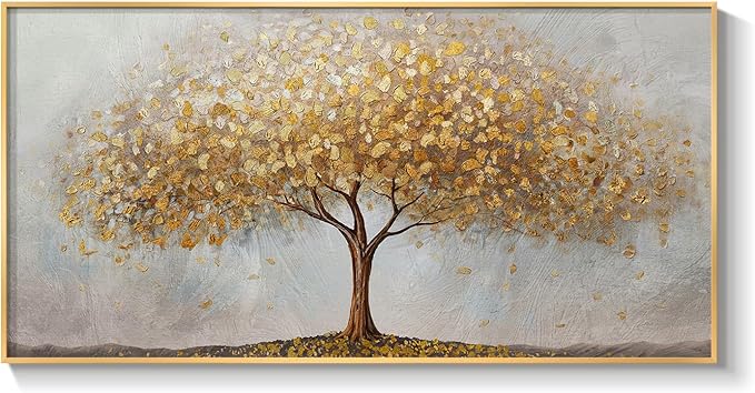 Large Framed Tree of Life Gold Wall Art, Large Canvas Prints Paintings Artwork
