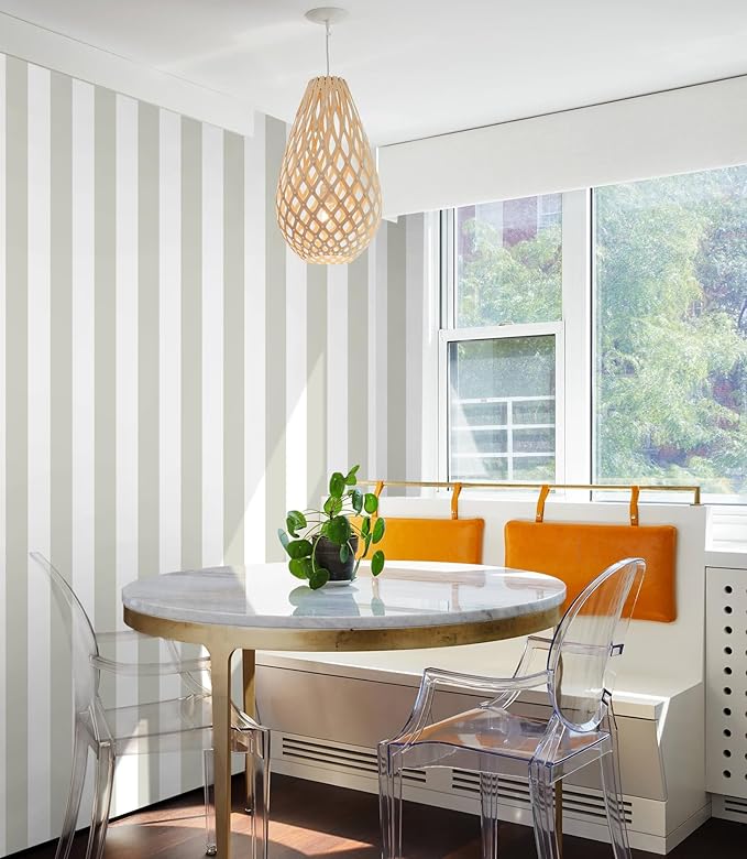 Guvana 17.7"x472" Striped Wallpaper Brown and White Contact Paper Brown