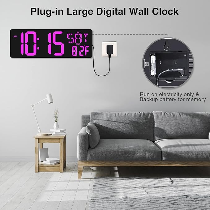 XREXS Large Digital Wall Clock