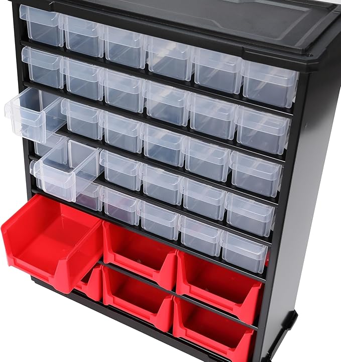BIRDROCK HOME Craft Organizer Bin with 36 Drawers | Heavy-Duty Metal Hardware Storage Organization | Great for Nails, Nuts, Bolts, Legos | Mini & Large Drawer