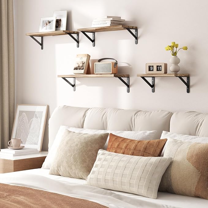 YGEOMER Floating Shelves for Wall Mounted Wall Shelves for Bedroom, Bathroom