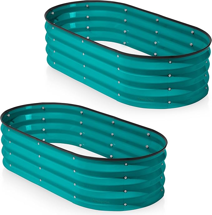 Galvanized Raised Garden Beds Outdoor // 4Ã2Ã1 ft (2-Pack) Planter Raised Beds for Gardening, Vegetables, Flowers (Turquoise) // Large Metal Garden Box