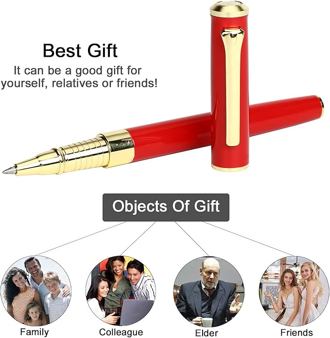 YIVONKA Luxury Ballpoint Pen Black Refill Line width 0.5mm,Best Office Pen Gift for Men & Women Professional Executive,Nice BallPens Classy Gift Box (Red)