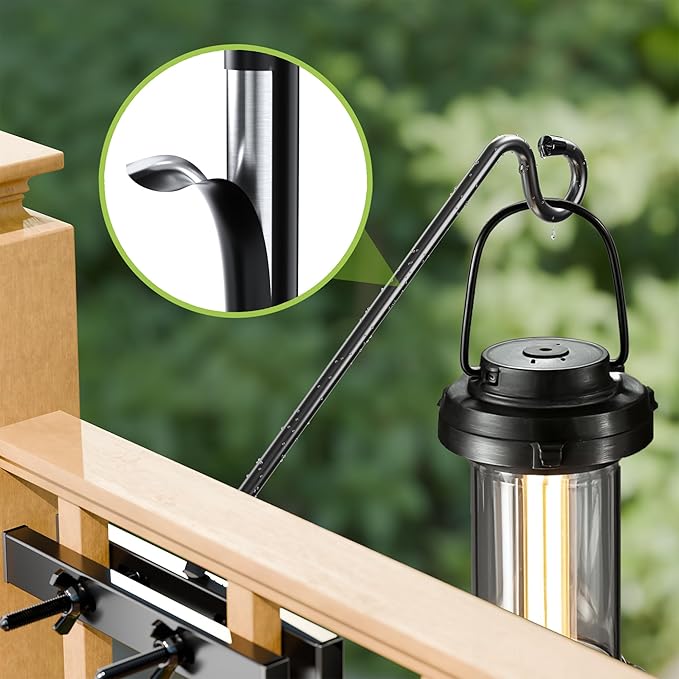 17-Inch Deck Bird Feeder Hanger for Railing, Outdoor Decor Plant Hanger, Balcony Railing Hook - 15LB Capacity - for Hanging Plants, Bird Feeders, Lanterns, Wind Chimes