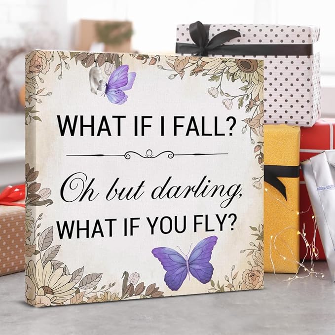 Inspirational Purple Butterfly Wall Art Decor, What If You Fly Motivational