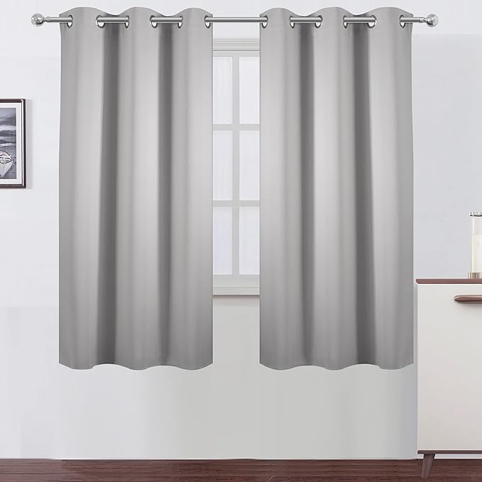 LEMOMO Light Grey Blackout Curtains 42 x 63 Inch Length/Set of 2 Curtain