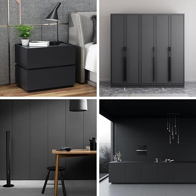 Arthome17 x240 Black Peel and Stick Wallpaper, Matte Black Contact Paper