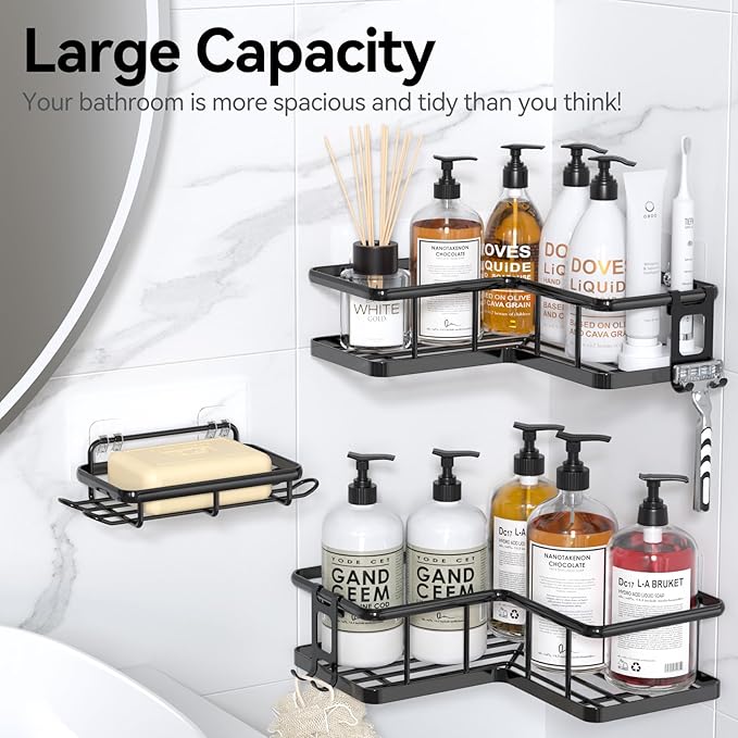 YASONIC Shower Caddy Corner, No Drilling Shower Organizer Corner