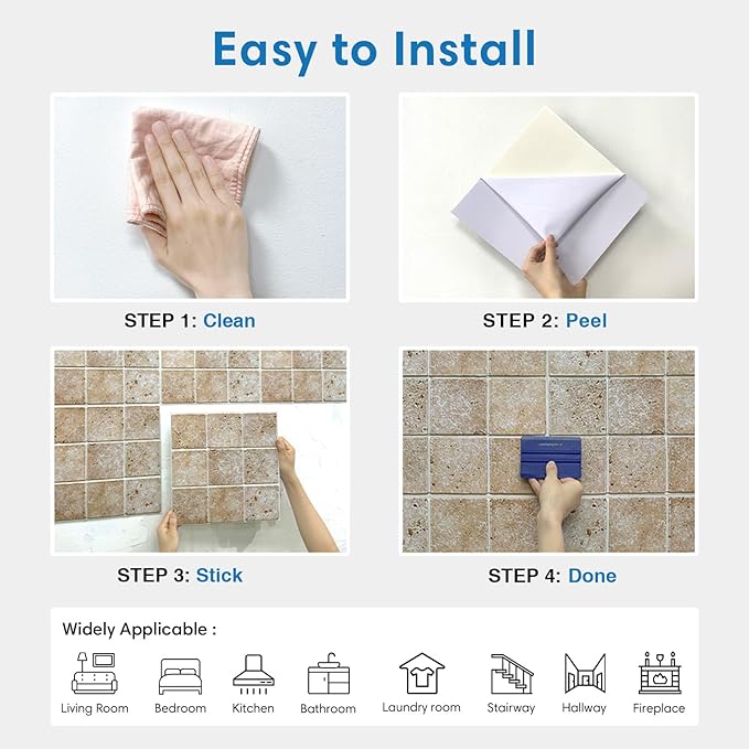 COMSTICKC Peel and Stick Faux Stone Wall Sticker Wall Panels, Not Real Stone