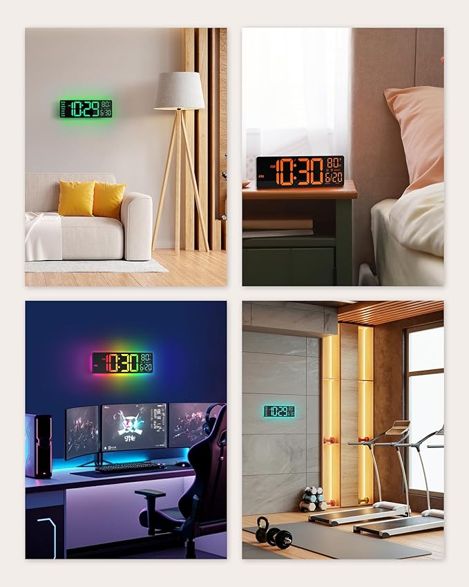EASYERA 12" Digital Wall Clock for Classroom Livingroom Game Home Decor