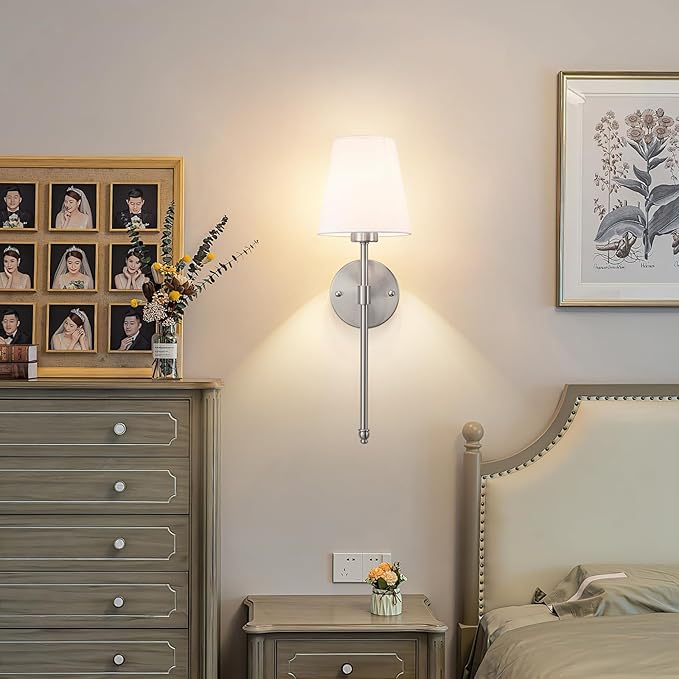 Peel and Stick Wall Sconces, Stick On Wall Sconce Set of 2, Battery Operated