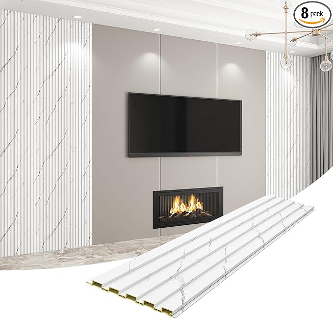 8-Pack WPC Wall Panels 118ââ x 6.3ââ 3D Slat Wall Panel Acoustic Wall Paneling