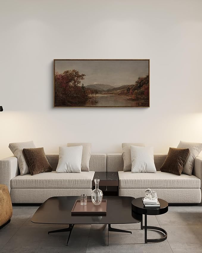 InSimSea Extra Large Framed Vintage Wall Art, Living Room Country Farmhouse Decor, Fall Nature Landscape Paintings, Canvas Prints, Retro Scenery Long Picture for Bedroom Above of Bed,20x40inch