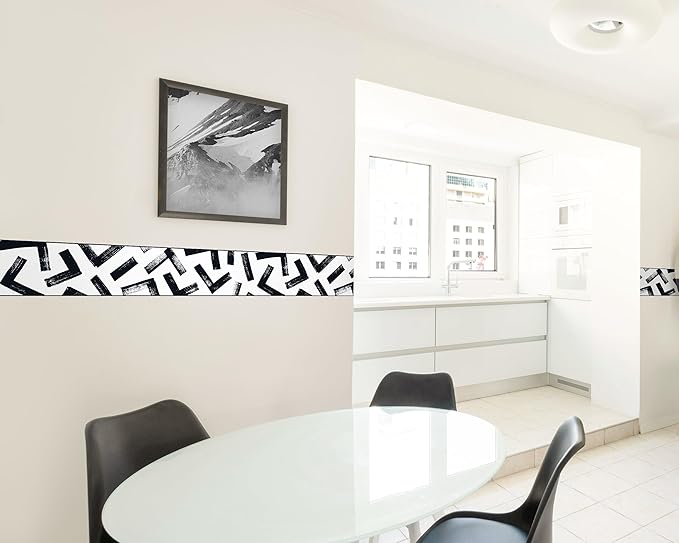 FLFK Black and White Design Wallpaper Border