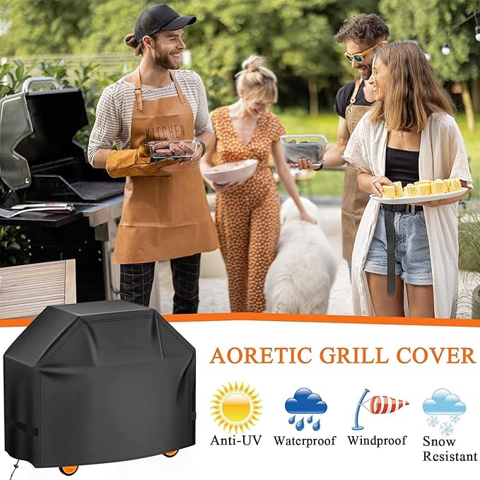 Aoretic Grill Cover, 60 inch BBQ Gas Grill Cover for Outdoor Grills, Charbroil Covers Barbecue Waterproof, Anti-UV for Weber Char-Broil Monument, Dyna-glo Nexgrill