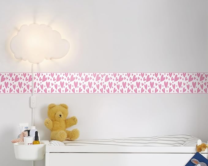 FLFK Pink Heart Wallpaper Border