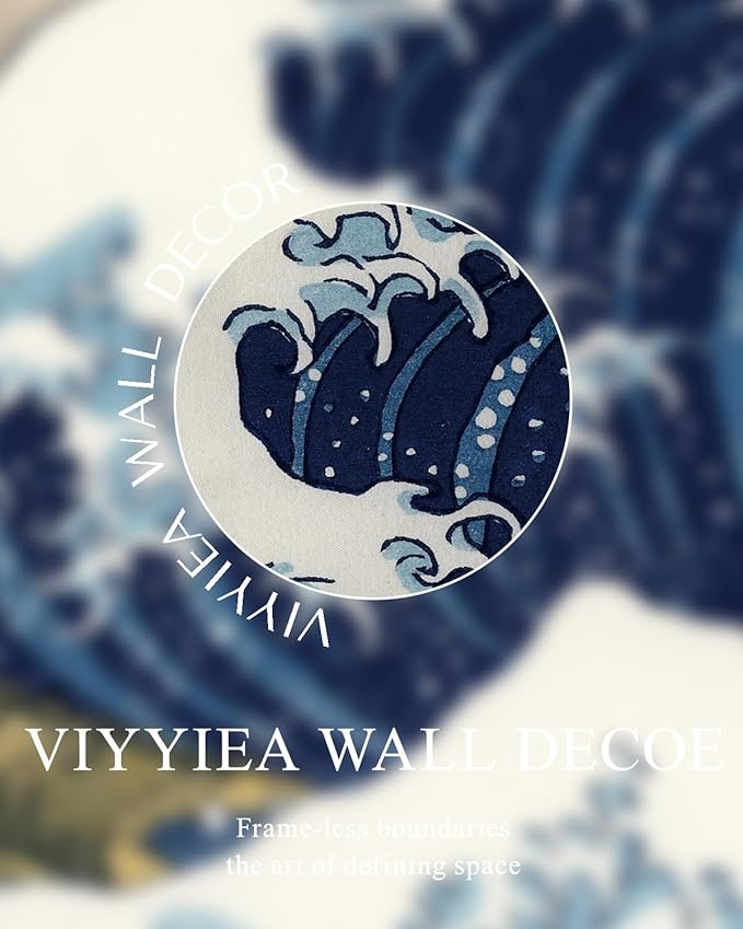 VIYYIEA Extra Large Size Canvas Wall Art, 36x54 The Great Wave off Kanagawa Scroll Hanging Japanese Print, Famous Artwork for Living Room, Bedroom, or Office