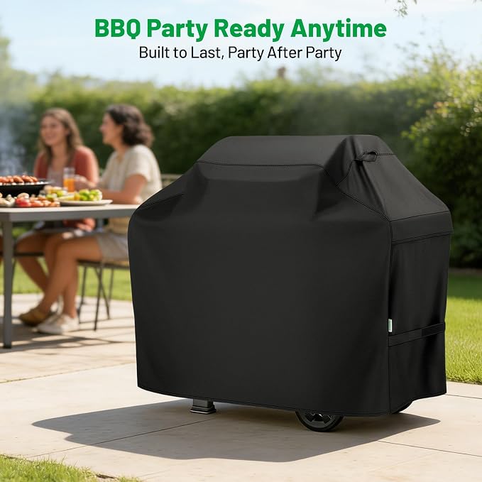 Grill Cover 50 Inch, Heavy Duty Waterproof BBQ Grill Cover for Outdoor Grill with Windproof Straps/Air Vents & Handles, Barbecue Gas Grill Cover for Weber, Char-Broil, Nexgrill, Black