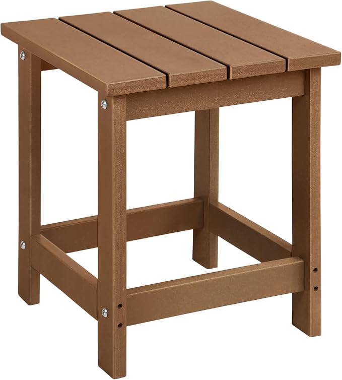 LZRS Adirondack Outdoor Side Table â Durable Weather-Resistant HDPE Patio End Table for Porch, Deck, Pool, Garden,Sturdy and Easy Assembly, Brown