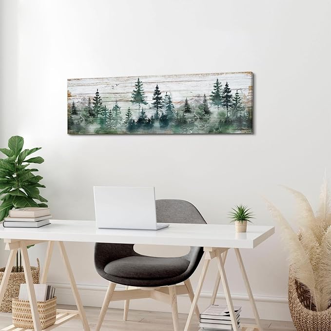 Farmhouse Pine Tree Wall Art Forest Picture Wall Decor Rustic Wood Mountain