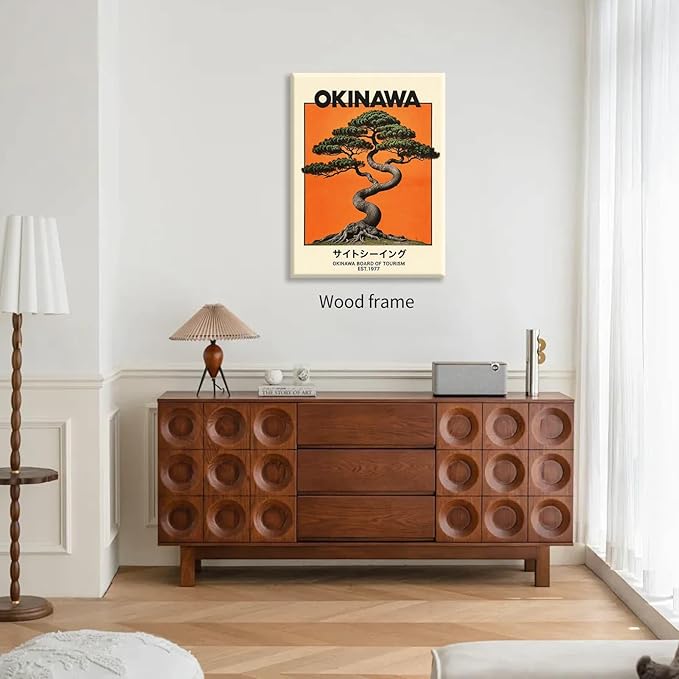 Japanese Framed Wall Art Okinawa Prints Vintage Japanese Bonsai Tree Picture