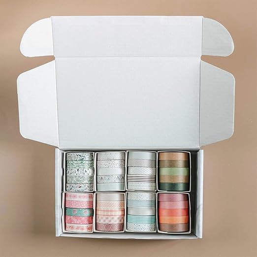 Knaid 40 Rolls of Slim Washi Tape Gift Box Set, Decorative Paper Tapes 10 mm Wide for Scrapbooking, DIY Arts and Crafts, Bullet Journal, Planner, Junk Journal, Notebooks (Pastel)