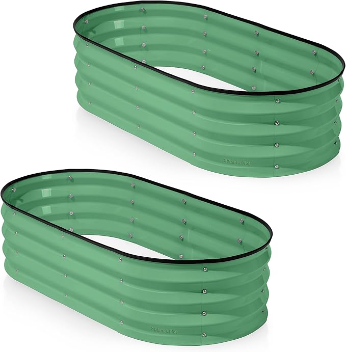Galvanized Raised Garden Beds Outdoor // 4Ã2Ã1 ft (2-Pack) Planter Raised Beds for Gardening, Vegetables, Flowers (Light Green) // Large Metal Garden Box