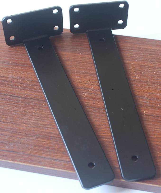 8 Pack - 10 inch Black Hidden L Shelf Bracket Iron Floating Shelf Brackets