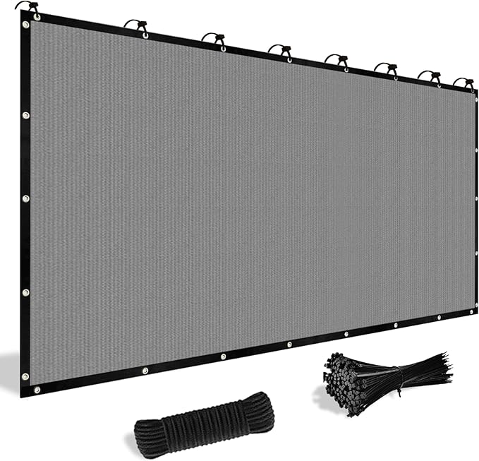 Shade&Beyond Customized Size 12' X 19' Shade Cloth with Grommets, 90% UV Protection UV Protection Mesh Tarp Sun Screens for Patio GN04, Light Gray