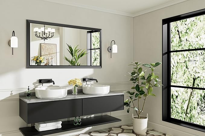 Briivue 55x30 Inch Black Bathroom Mirror