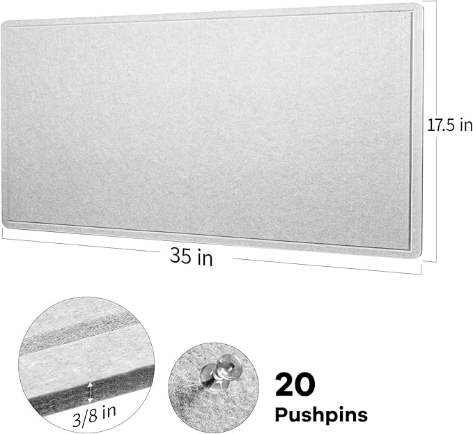 Lightomorrow Bulletin Board, 35 x 17 1/2 inches Felt Board