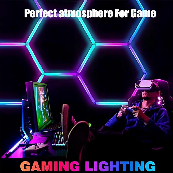 25Pack RGB 5 Hexagon LED Garage/Wall Lights, RGB 358 Kinds of Changes Dimmable