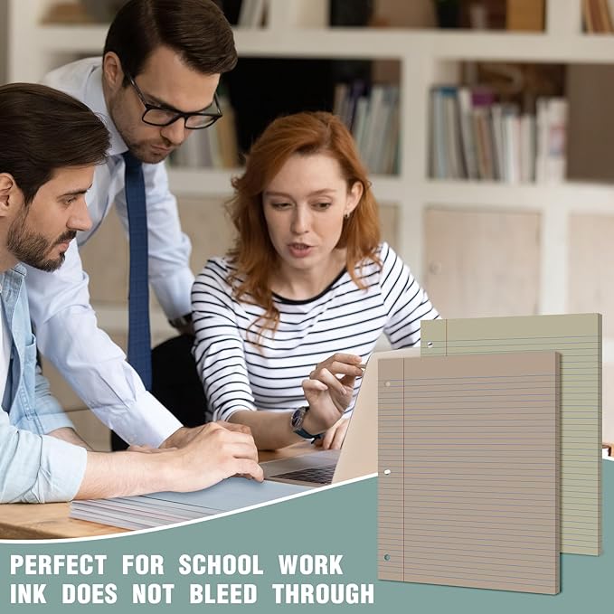 PerKoop 400 Sheets Colored Loose Leaf Paper 8.5" x 11" college ruled Lined 3 Hole Punched notebook Filler Paper for 3 Ring Binders Office School Supplies (Morandi Colors)