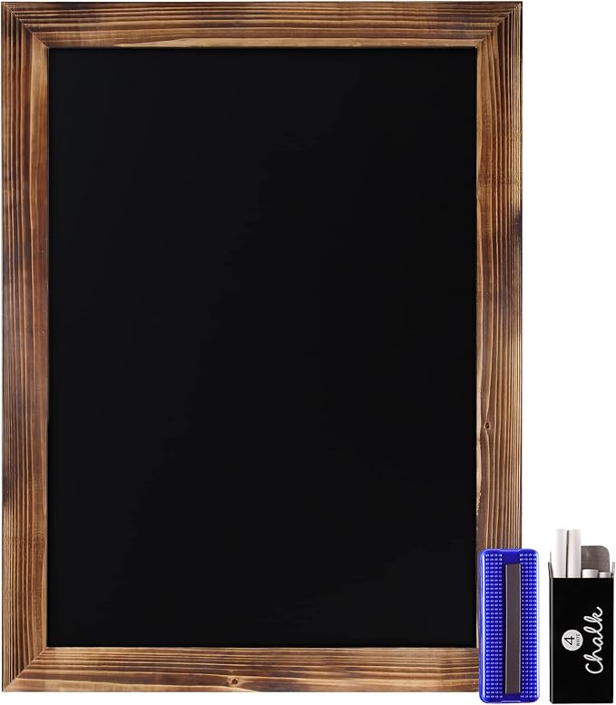 HBCY Creations 18" x 24" Torched Brown Solid Wood Frame Wall Chalkboard