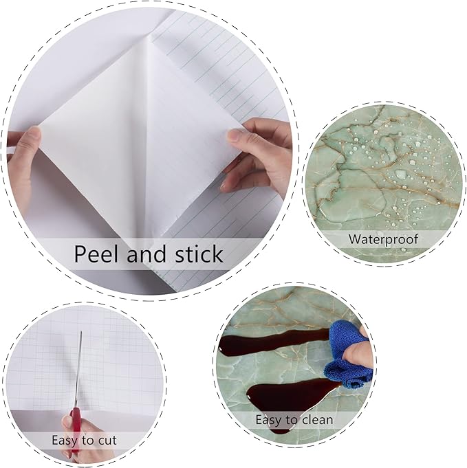 Cyan Marble Contact Paper for Countertops Waterproof Marble Wallpaper Peel and